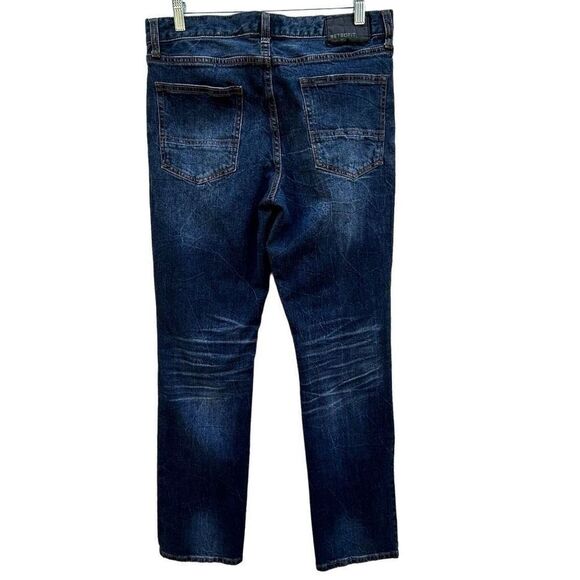 Retrofit Jeans Men's Size 32 X 34 Dark Blue Denim Washed Straight Leg Whiskered - Picture 6 of 15